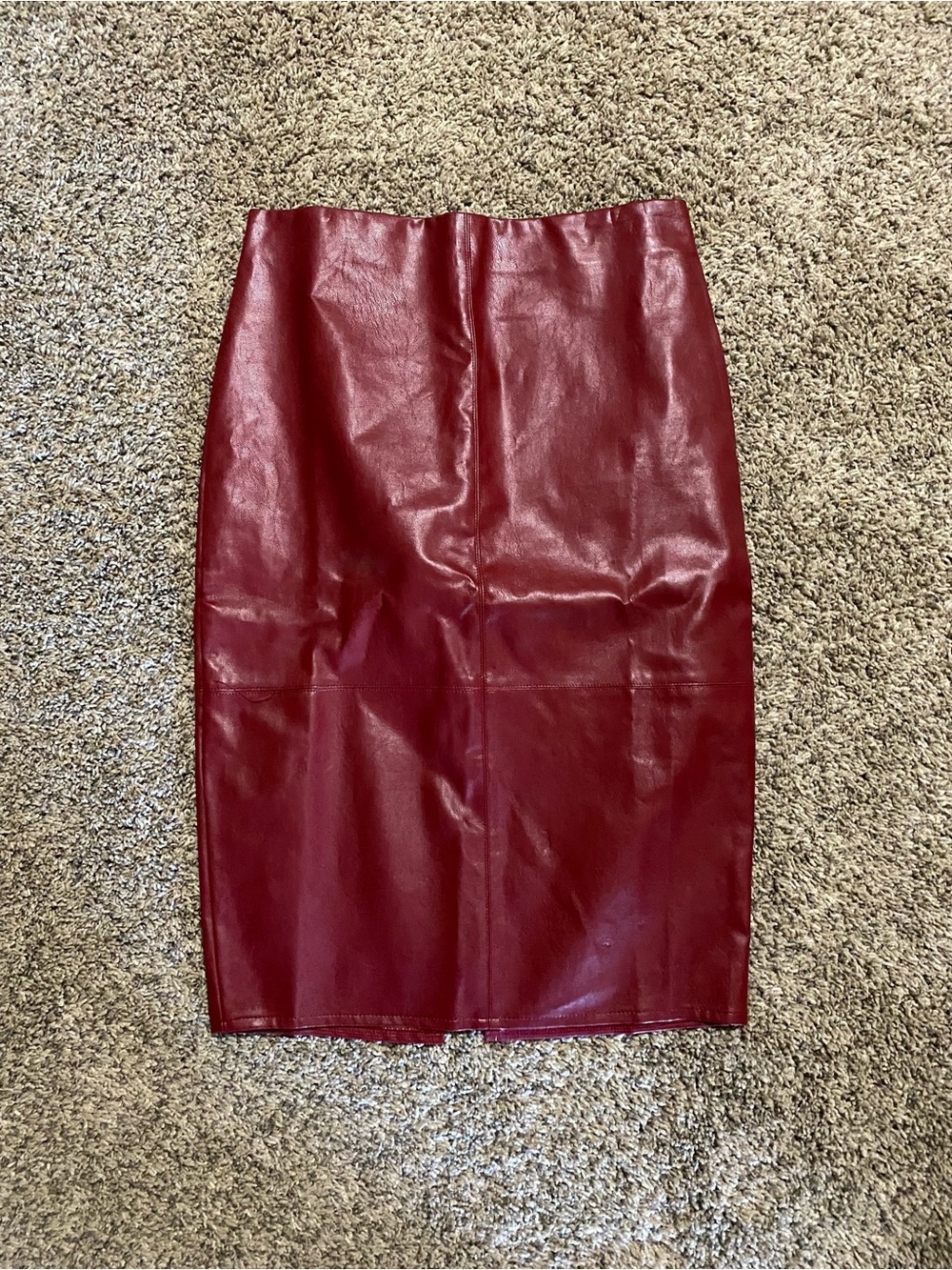 Lulu's Burgundy Red Faux Leather Pencil Skirt